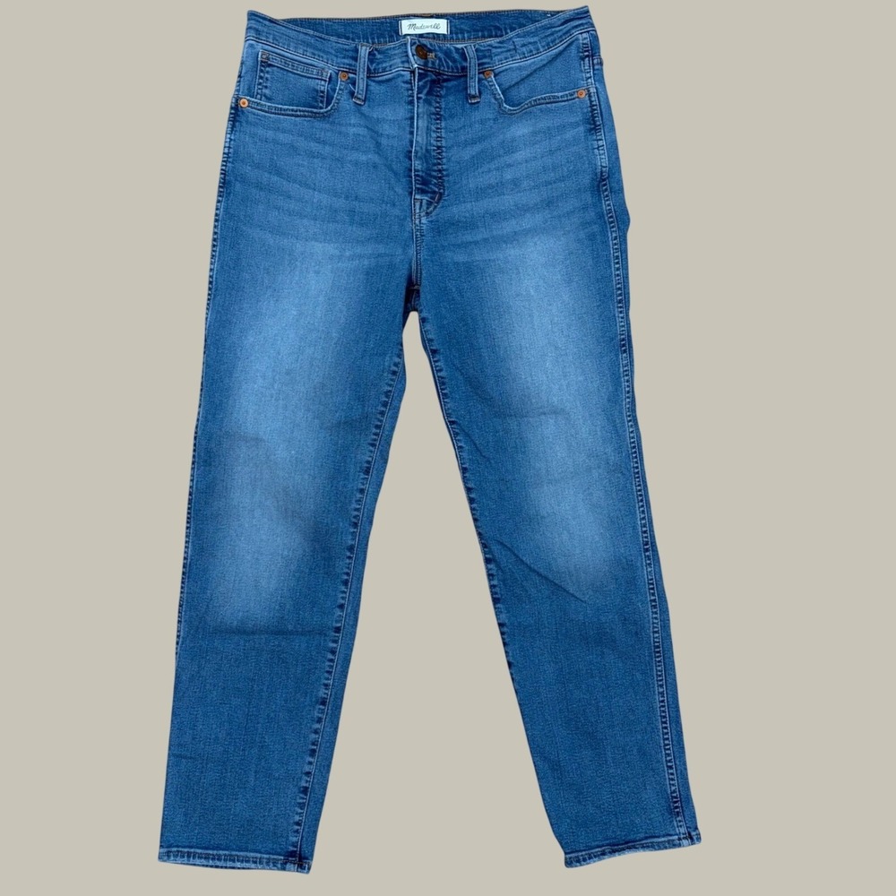 Madewell Stovepipe Jeans High Rise Straight Leg Dearham Wash Denim NC348 Size 30